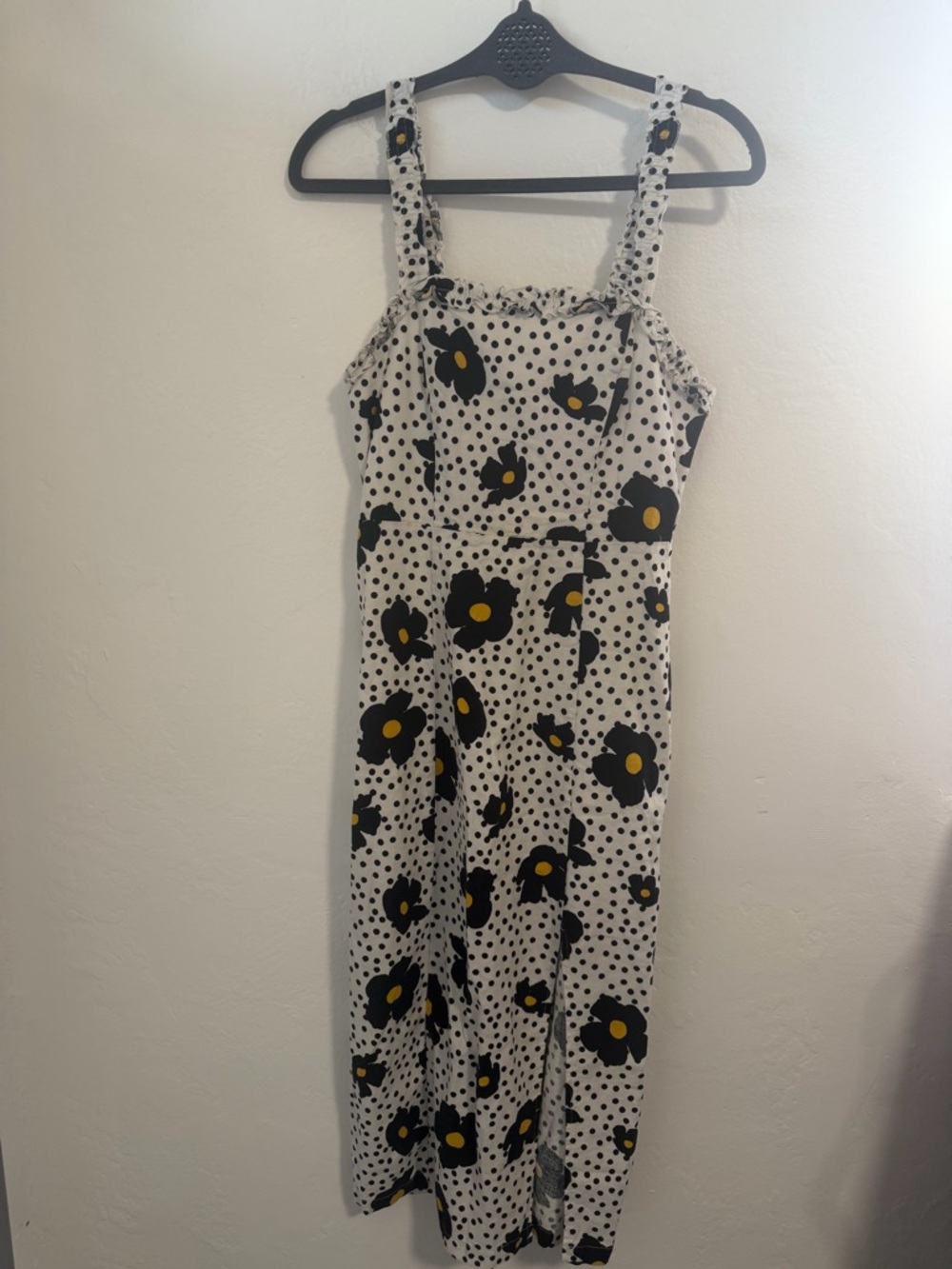 Urban Outfitters UO Remy Linen Ruffle Square Neck Midi Dress Small - Picture 3 of 15